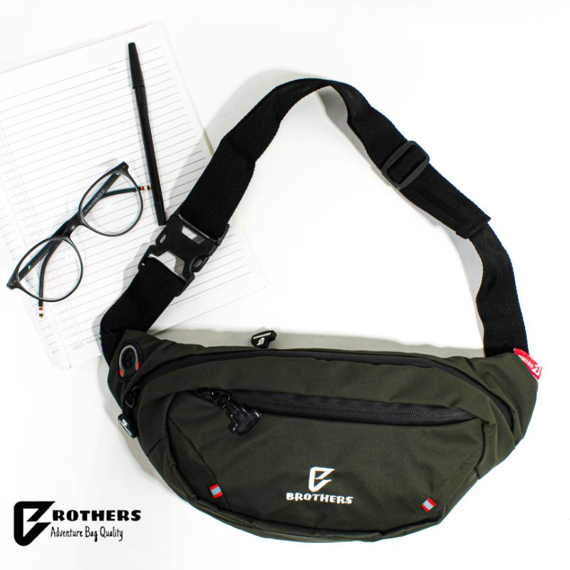 Tas Selempang Distro Waistbag Pria Wanita Waterproof Anti Air BROTHERS Batman Original Label Woven