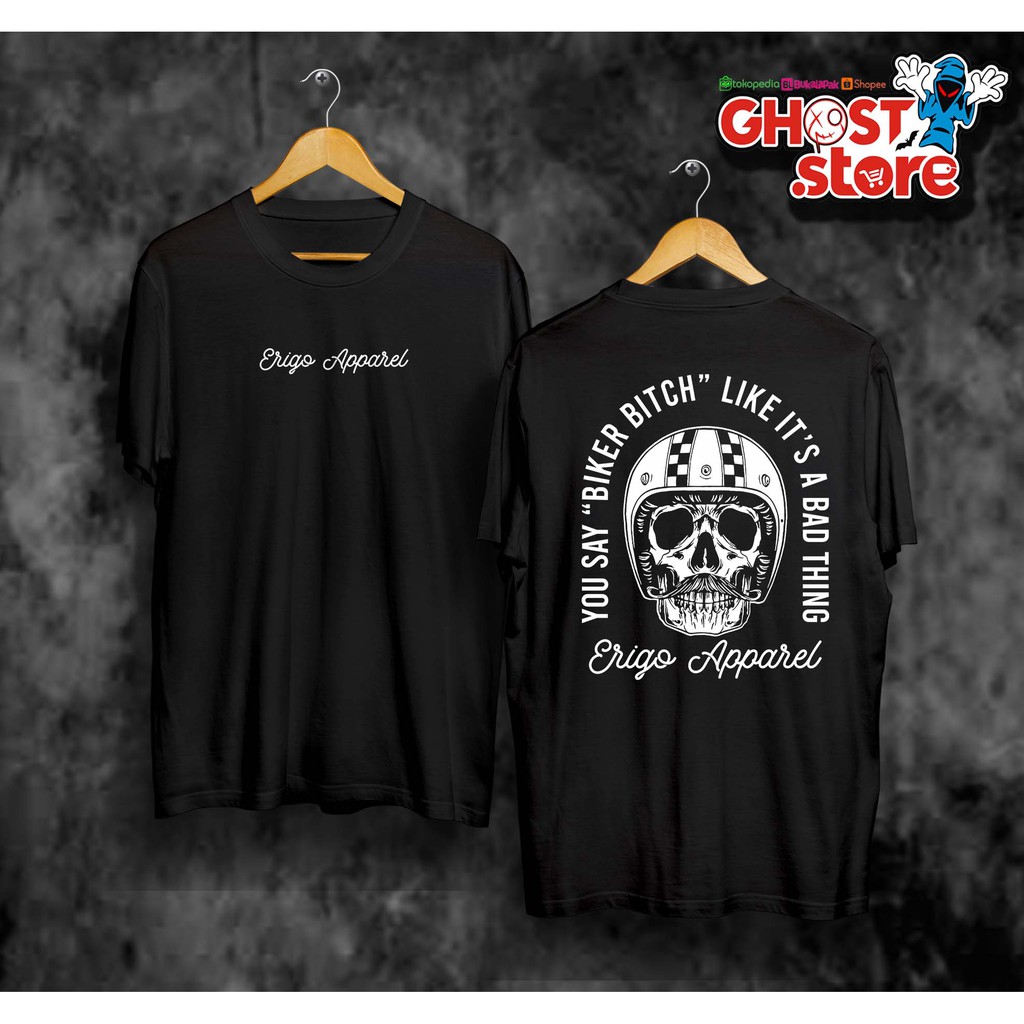 kaos - ERIGO Skull Beard Black - Hitam
