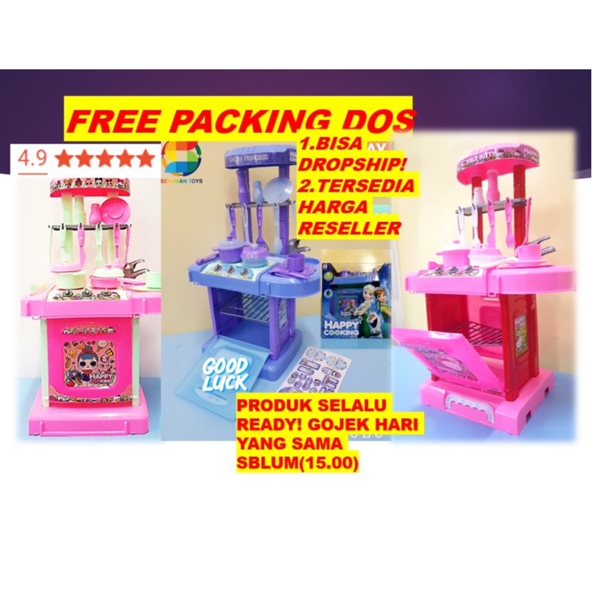 1 KG SAJA + COD⭐FREE PACKING DOS⭐ Mainan Happy Cooking / Mainan anak masak masakan dapur set Karakter suara + lampu BERTO