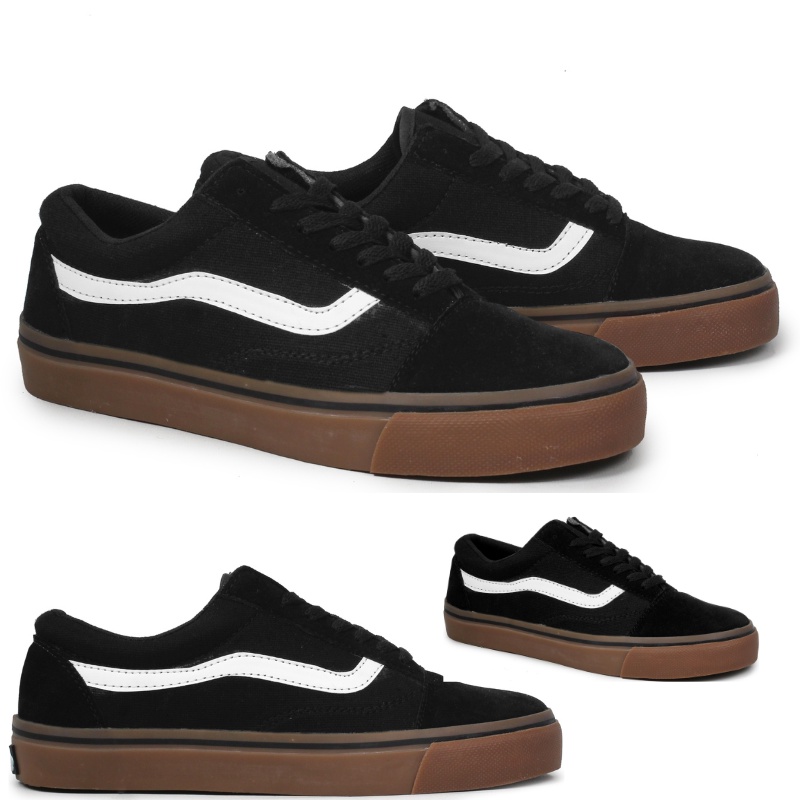 Sepatu Pria Old Schools Sneakers Casual Oldskool -Black Gum