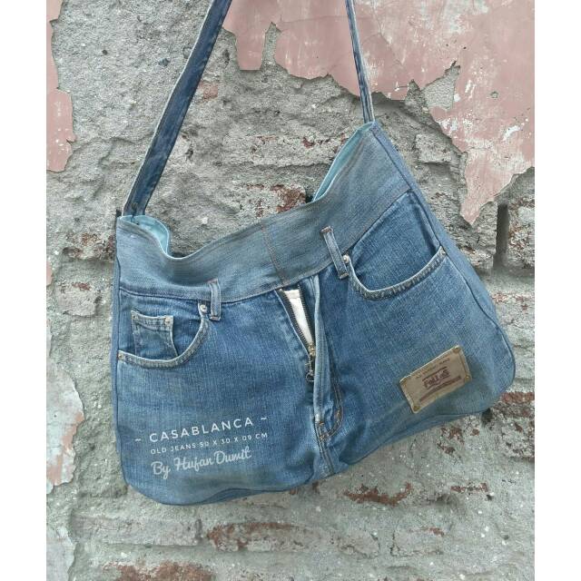 TAS UNIK RECYCLED HAND MADE OLD JEANS CASABLANCA