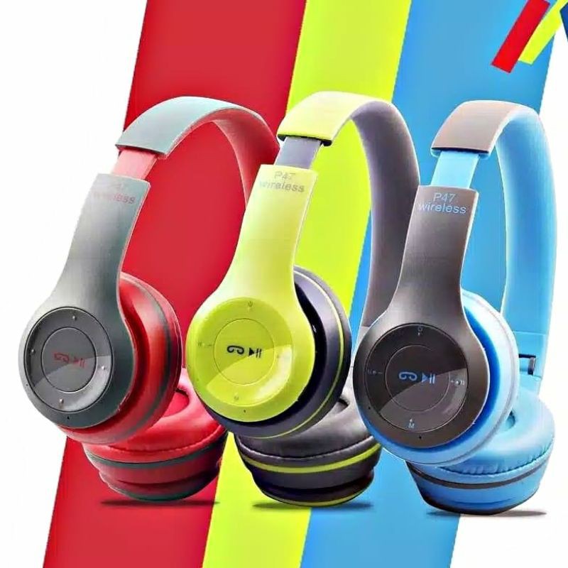 P47 Headphone Bluetooth HIFI BASS wireless stereo music telfon gaming headset bando mic
