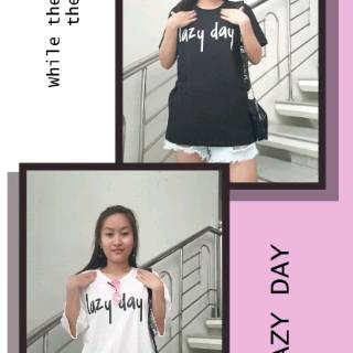  KAOS  KATUN LAZY DAY HITAM PUTIH  PINK OVERSIZE  JUMBO KAOS  