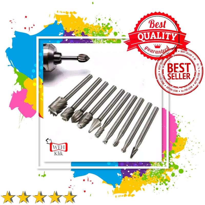 Mata bor ukir kayu mini grinder kikir kayu gravir kayu cun grinder tuner 1set isi 10pcs