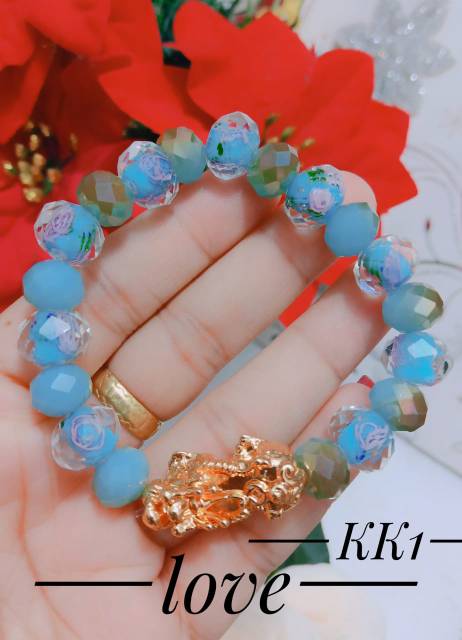 Xuping Gelang naga lapis emas 24k batu mawar 0111