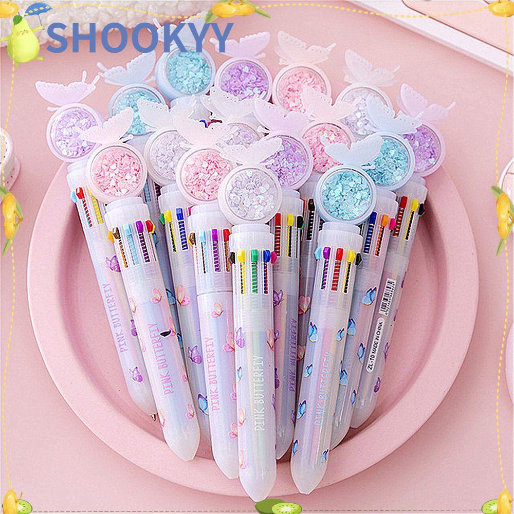 Set Pulpen 10 Warna Isi Ulang Desain Hewan Mermaid Butterfly Warna-Warni Untuk Alat Tulis Sekolah Kantor