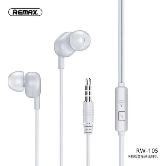 Remax Headset Wired Earphone with Microphone for Call &amp; Music RW-105 ori