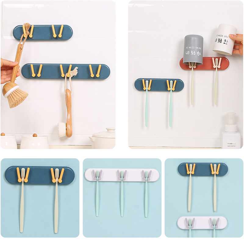 Rak Holder Sikat Gigi / Sendok / Handuk Gaya Nordic Kreatif Dengan Perekat Untuk Dapur / Kamar Mandi