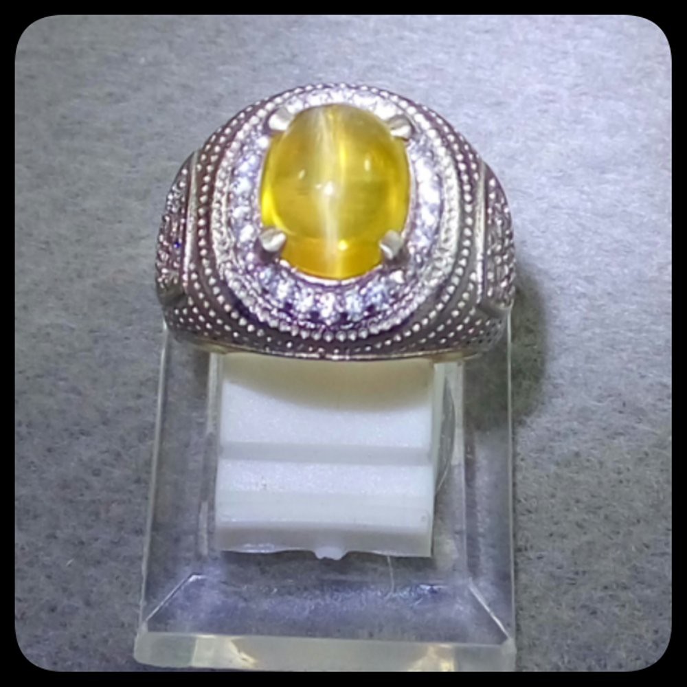 CINCIN NATURAL OPAL CAT EYE LUSTER AJIB TALI GARIS LURUS