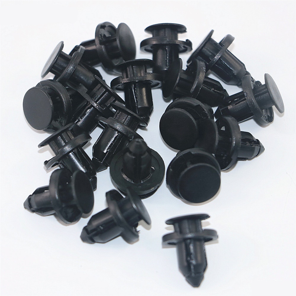50pcs Klip Rivet Pengencang Bumper / Panel Pintu / Fender Mobil universal Diameter 8mm Bahan Plastik Warna Hitam