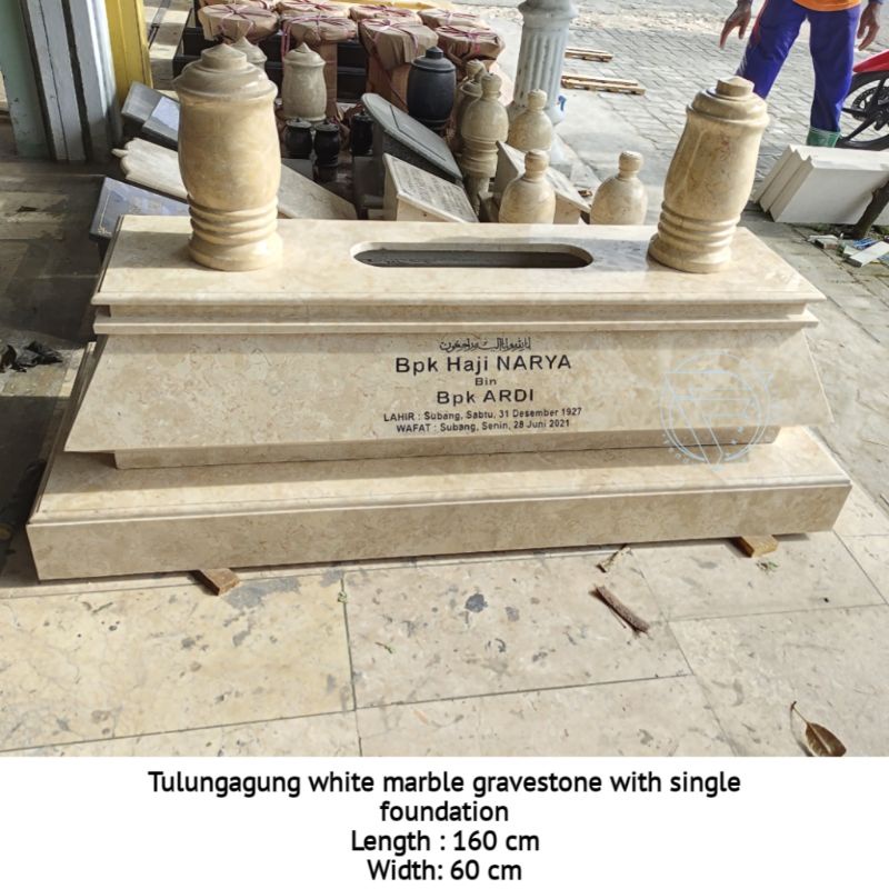 Nisan kijing plenton satu pondasi marmer putih tulungagung 160x60 free ongkir jawa