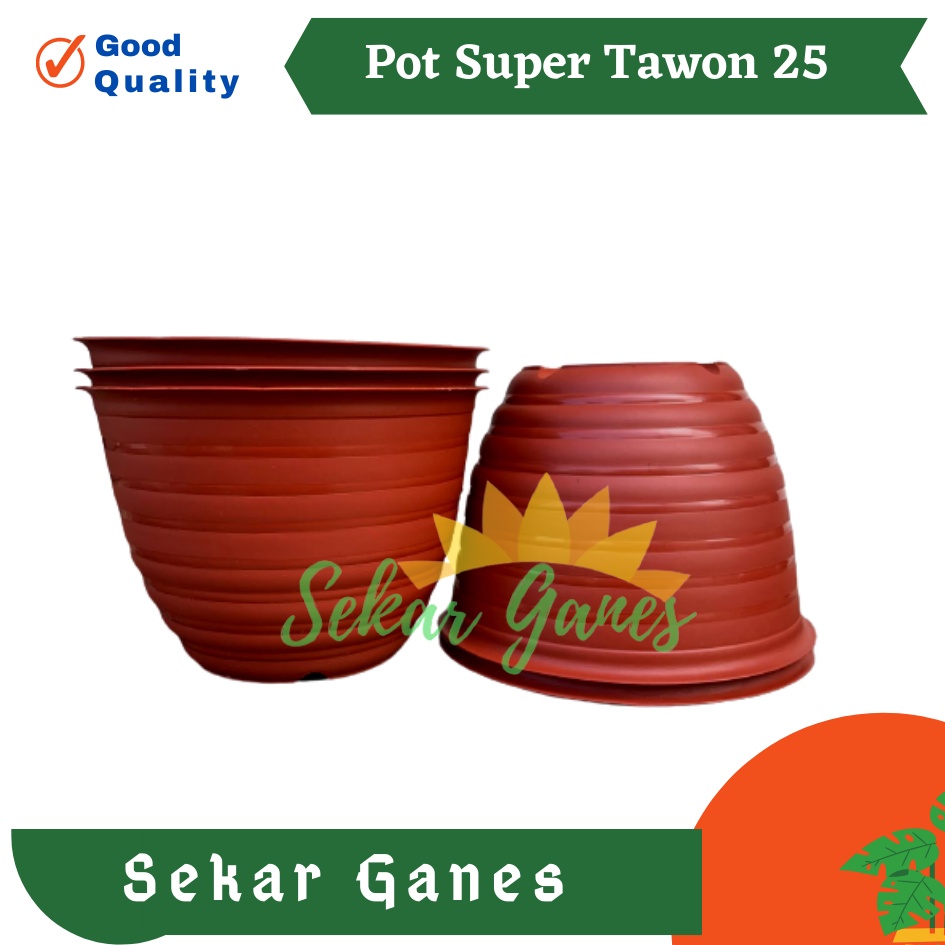 Pot Super Tawon 25 Merah bata ukuran 25 cm Pot bunga tanaman plastik