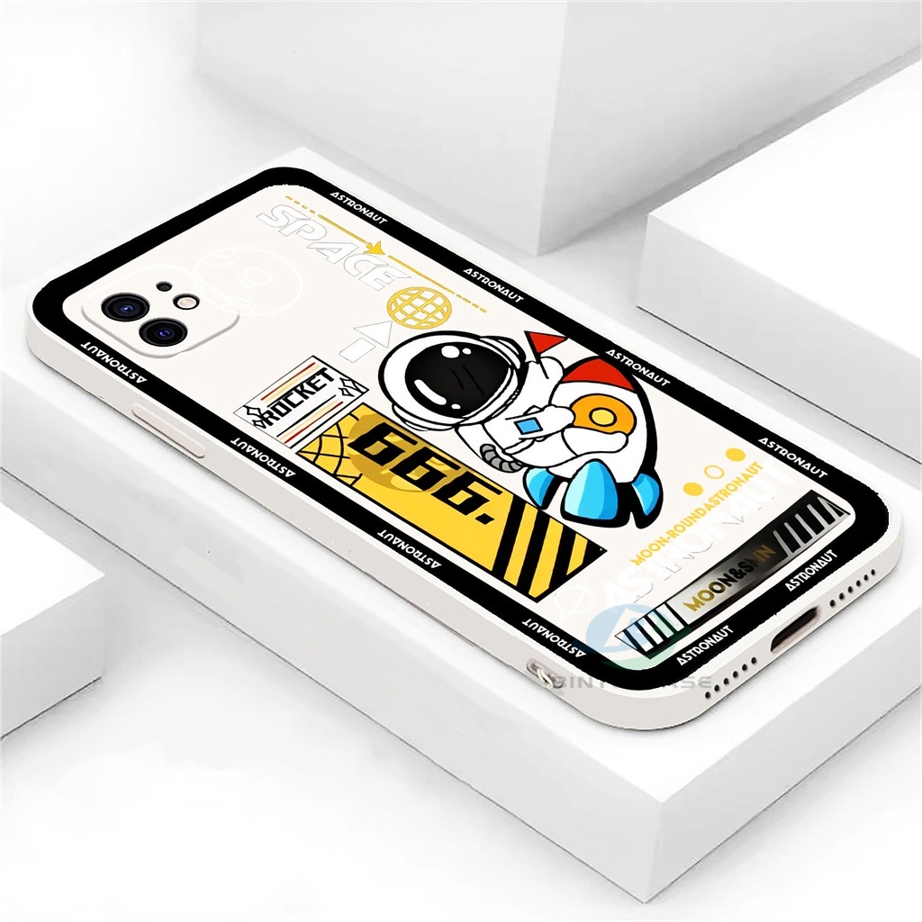 Case Bahan Silikon Motif Astronot Luar Angkasa Untuk IPhone 13 Pro Max 11 12 Xr XS 6 6S 7 8 Plus