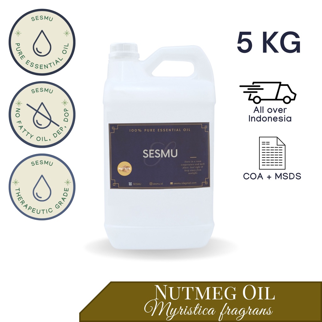 5 KG / 5 L / 5000 ML NUTMEG (PALA) 100% PURE ESSENTIAL OIL / MINYAK ATSIRI