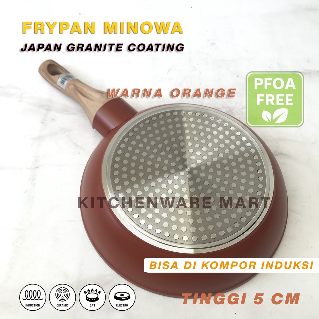 Frypan Minowa Keramik Stone White Marble - Frypan Japan technology - WOkpan 36 cm ceramic