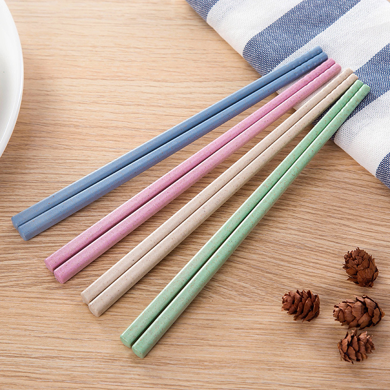 Household Reusable Chinese Kitchen Tools Household Wheat Straw Ramah Lingkungan Peralatan Sumpit Non-slip Portable