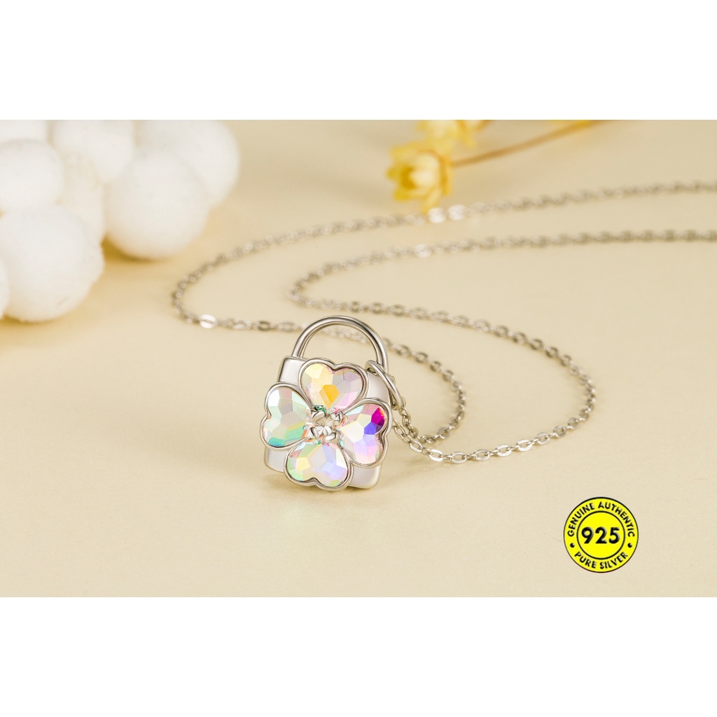 Kalung Rantai Sterling Silver 925 Dengan Liontin Gembok Hati Untuk Wanita