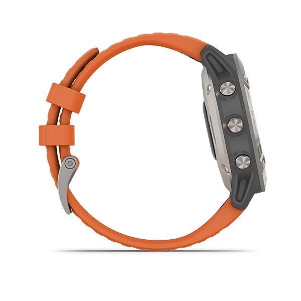 Garmin Watch Fenix 6 Titanium with Ember Orange Band - Garansi Resmi Tam 2 Tahun