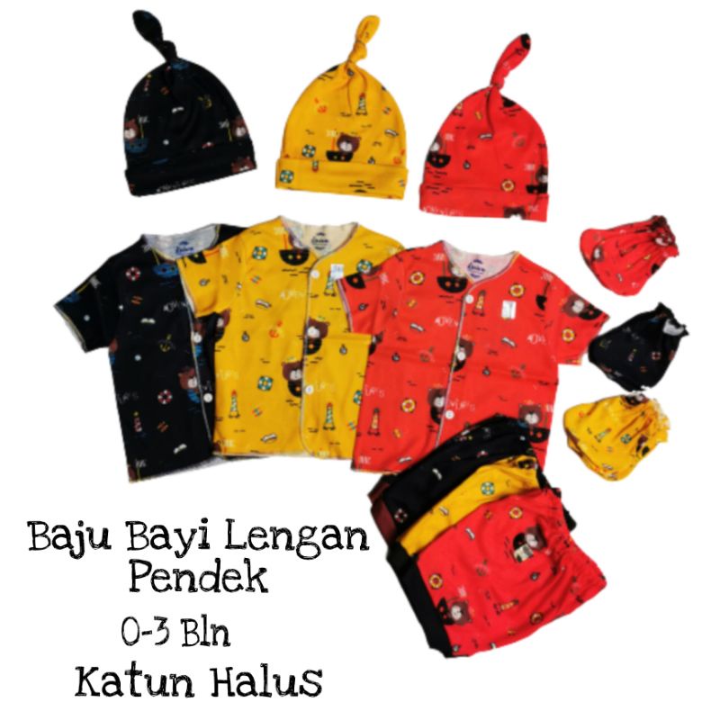 BAJU BAYI PENDEK / KUTUNG / PANJANG NEWBORN isi 3pc