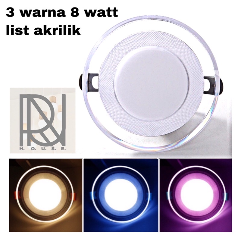 Downlight 3 Warna 6 Watt Warm Biru Pink Led Panel