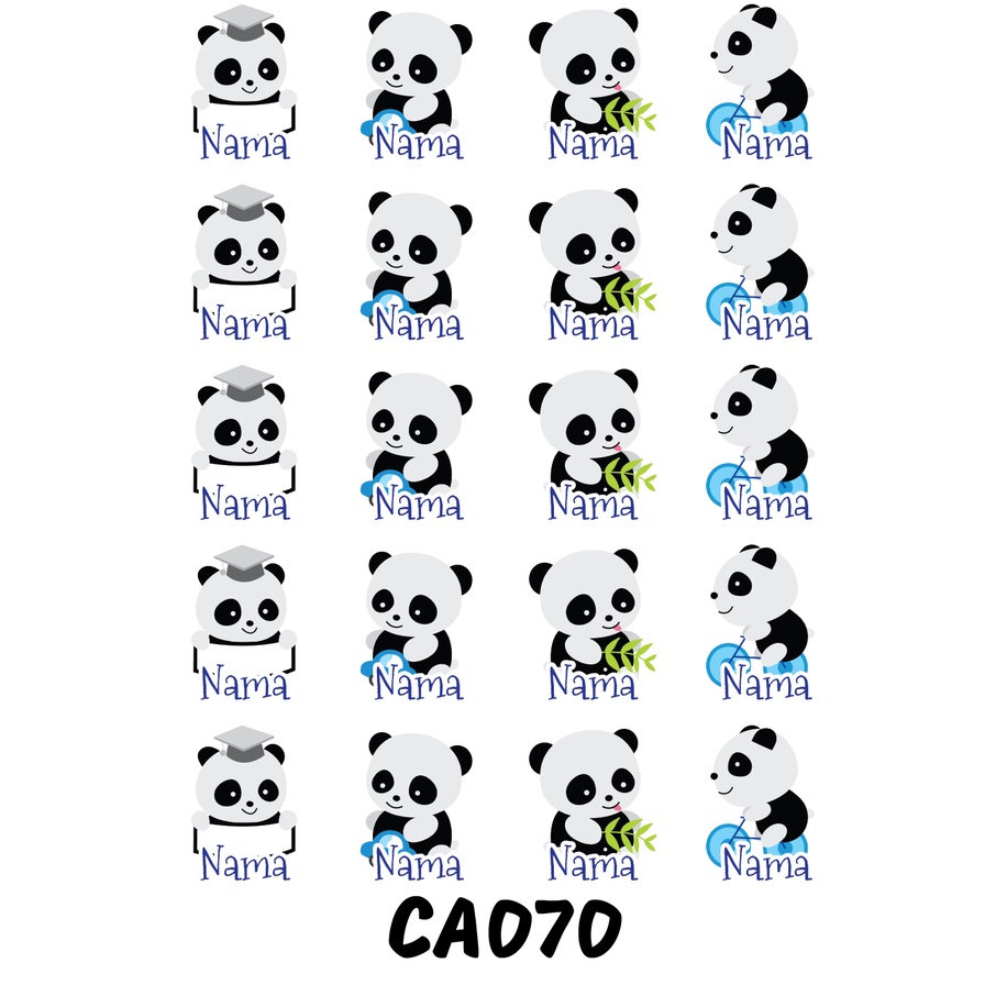 

Sticker Nama Cutting Label Waterproof Tahan Air Panda E (CA070)