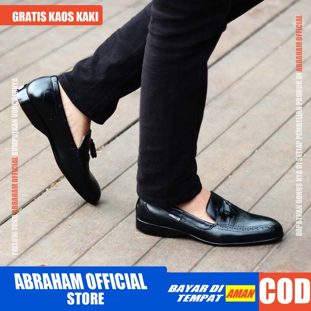 ABRHM x DEROSA Sepatu Kasual Pria Sepatu Pria Casual Kulit Asli Pantofel Sepatu Casual Ori Sepatu Kerja Kantor Semi Formal Anti Slip Kuliah Kondangan Gaya keren Kekinian Murah Terlaris