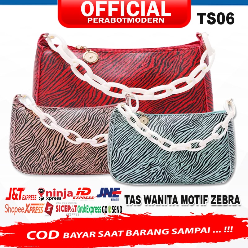 Tas Wanita Fashion Motif Zebra Tali Rantai TS 06 / Shoulder Bag SlingBag Selempang Bahu TS06