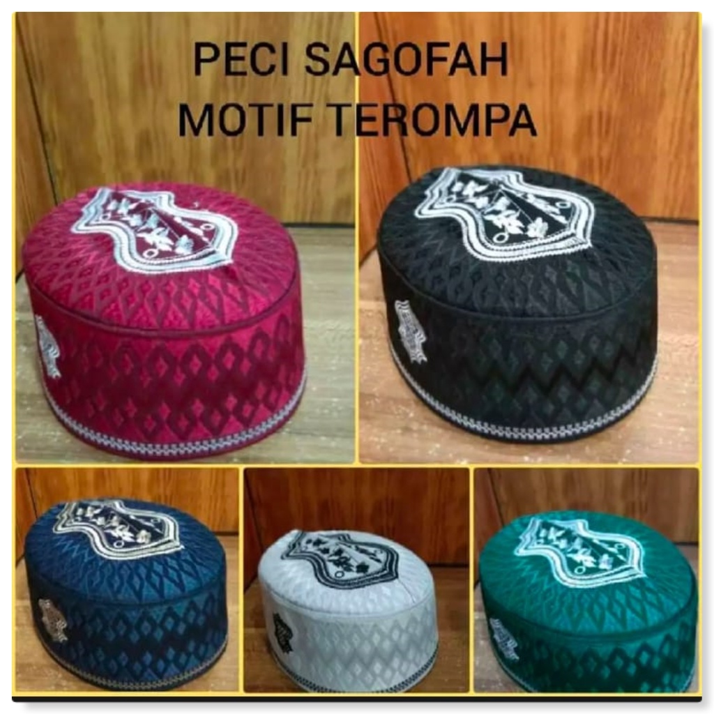 Peci pria Dewasa assagofah motif terompa/kopiah sagofah/realpict/bisa COD