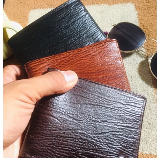 dompet kulit asli lipat biasa motif cetak urat kayu logo random #dompet #dompetpria #dompetlipat