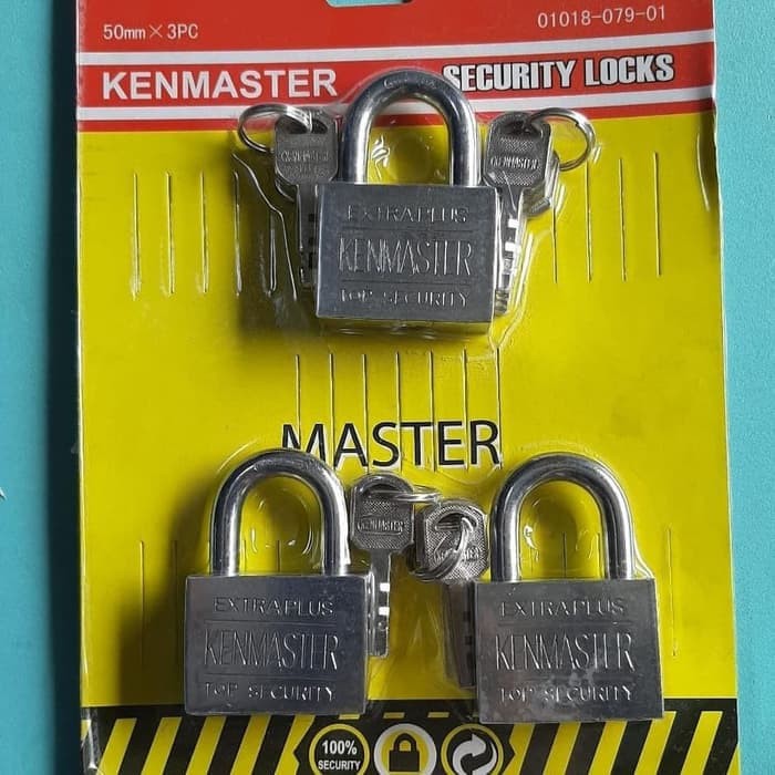 GEMBOK  50 mm Set  3 PC  Kenmaster , KUNCI GEMBOK  Master key