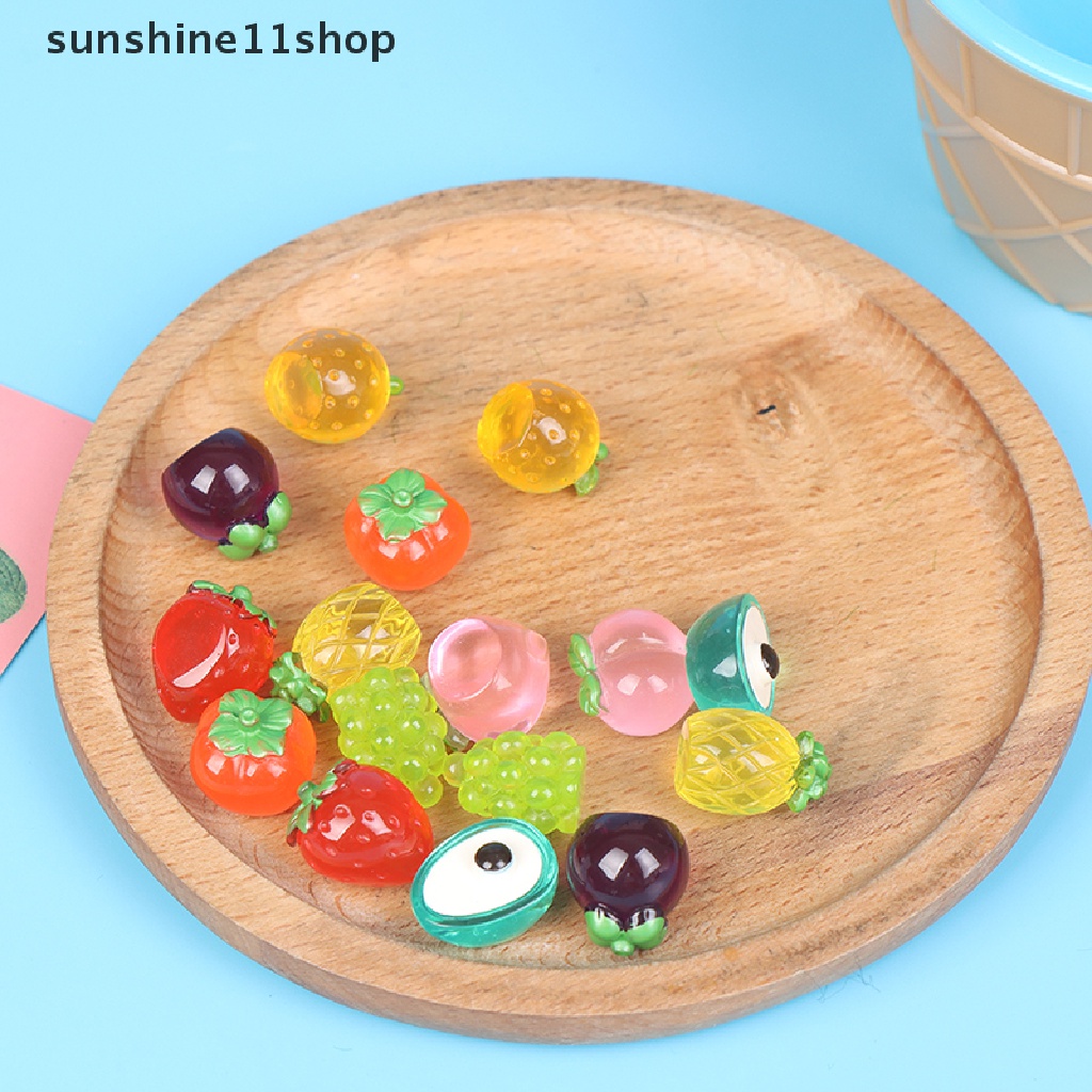 (SHO) 5pcs / Set Mainan Miniatur Buah / Makanan Bahan Resin Skala 1: 12 Untuk Aksesoris Rumah Boneka