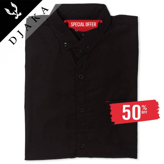 Kemeja Slim Fit Pria Casual Hitam