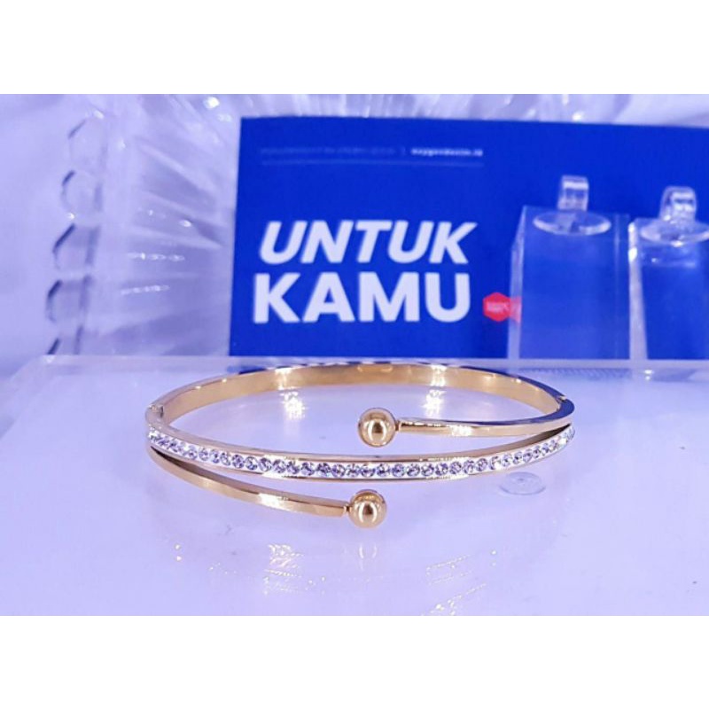 Gelang titanium berlapis emas 24k (GT23)