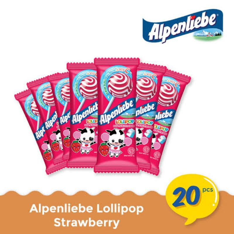 

Permen Alpenliebe Rasa Strawberry / Permen Lollipop / Gagang / 1 Pak 20 Pcs