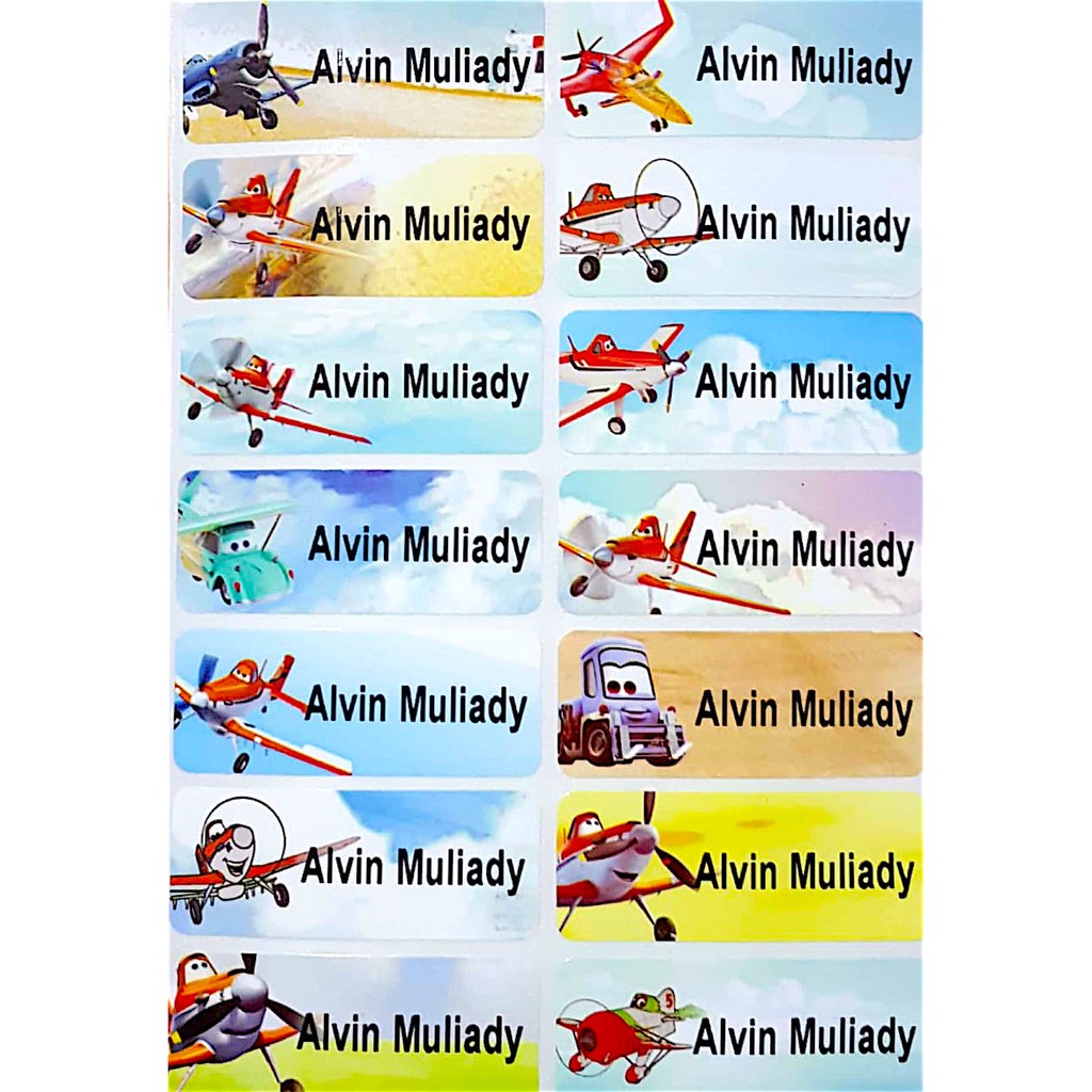 

Label nama anti air stiker waterproof Planes