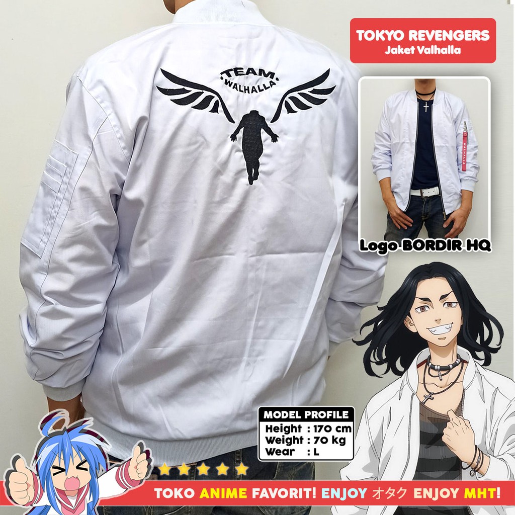 Jaket Bomber Anime Tokyo Revengers Valhalla Keisuke Baji Kazutora Hanemiya Manga Version White Putih