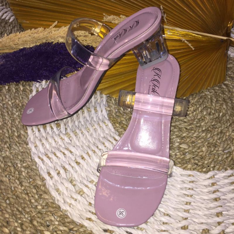 Heels purple tapak kaca