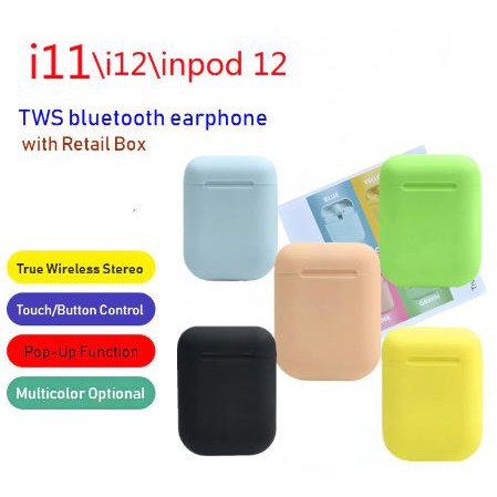 Original inpods12 TWS Wireless Earphones i11i12 tws Bluetooth Headset Invisible Earbuds