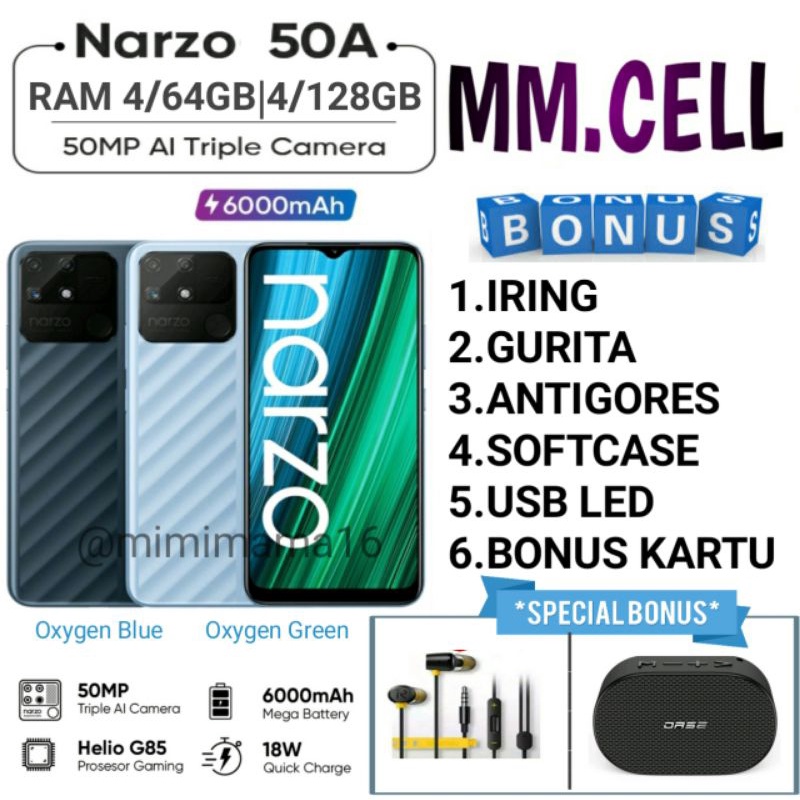 REALME NARZO 50A 4/64 | NARZO 50i 4/64 | 50i Prime 3/32 GARANSI RESMI REALME INDONESIA