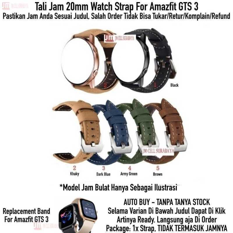 Crazy Horse Watch Strap Amazfit GTS 3 2021 - Tali Jam Tangan 20mm Leather Kulit