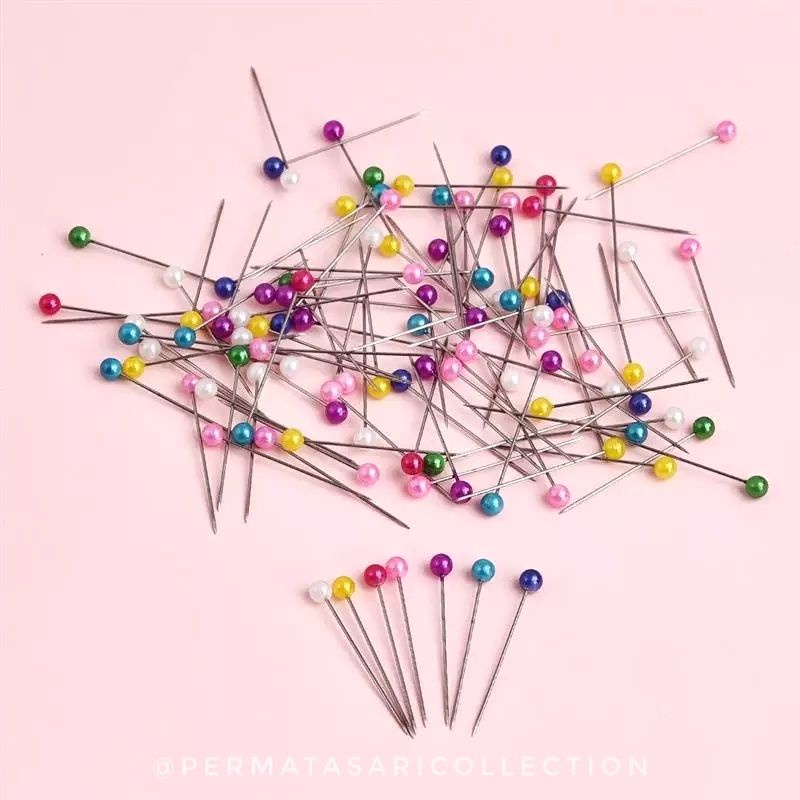 Jarum Pentul Hijab Jilbab Kerudung Stainless Steel Anti Karat Besar Kotak Mika Dressmaker Pins