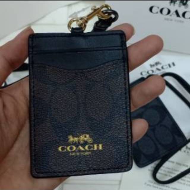 Coach lanyard id tag card holder signature