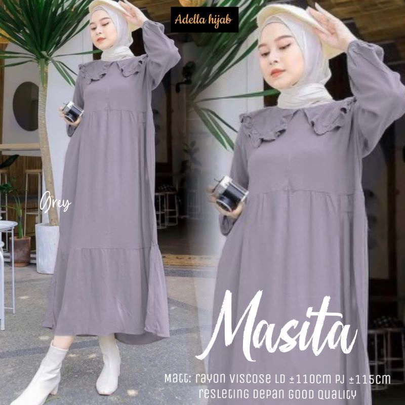 HIJABBSTORY Masita Midi LD110/PB115 Dress Midi Rayon Viscose Dress Wanita Busui ADL MEONG