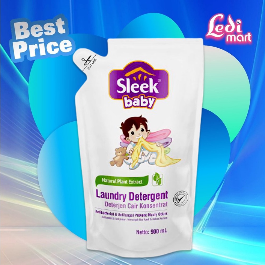 ORIGINAL Sleek Laundry Detergent Isi 900ml / Sleek Sabun Cuci Baju / LEDI MART