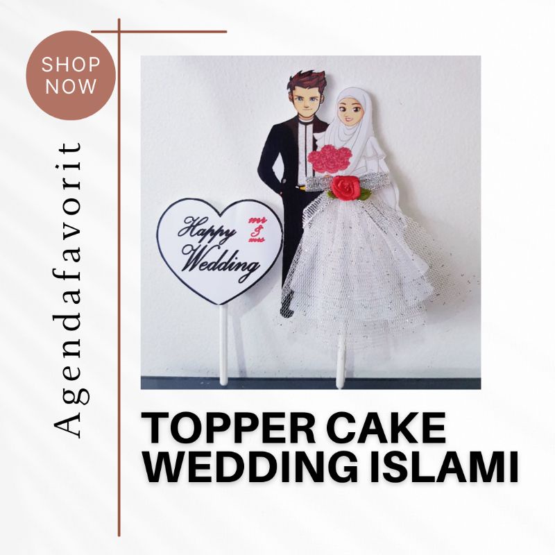 cake topper happy wedding hiasan kue pengantin