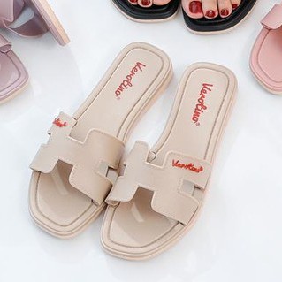 SANDAL JELLY WANITA SANDAL KARET PEREMPUAN TERBARU VEROTINO-Krem
