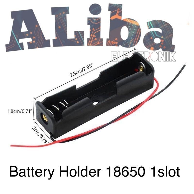 Battery Holder Baterai Case tempat Kotak Batere Box Dudukan satu pin 1x 18650