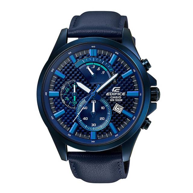 Casio Edifice Original Type EFV-530BL-2A / Jam Tangan Pria / Tali Kulit Biru