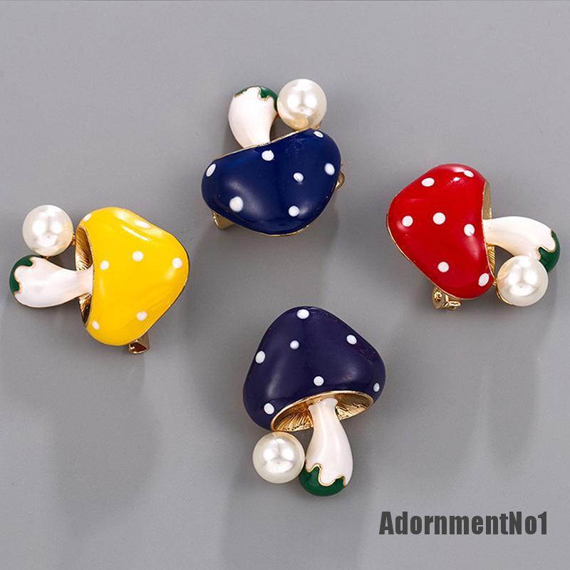 (Adornmentno1) Bros Pin Enamel Bentuk Jamur Kartun Lucu