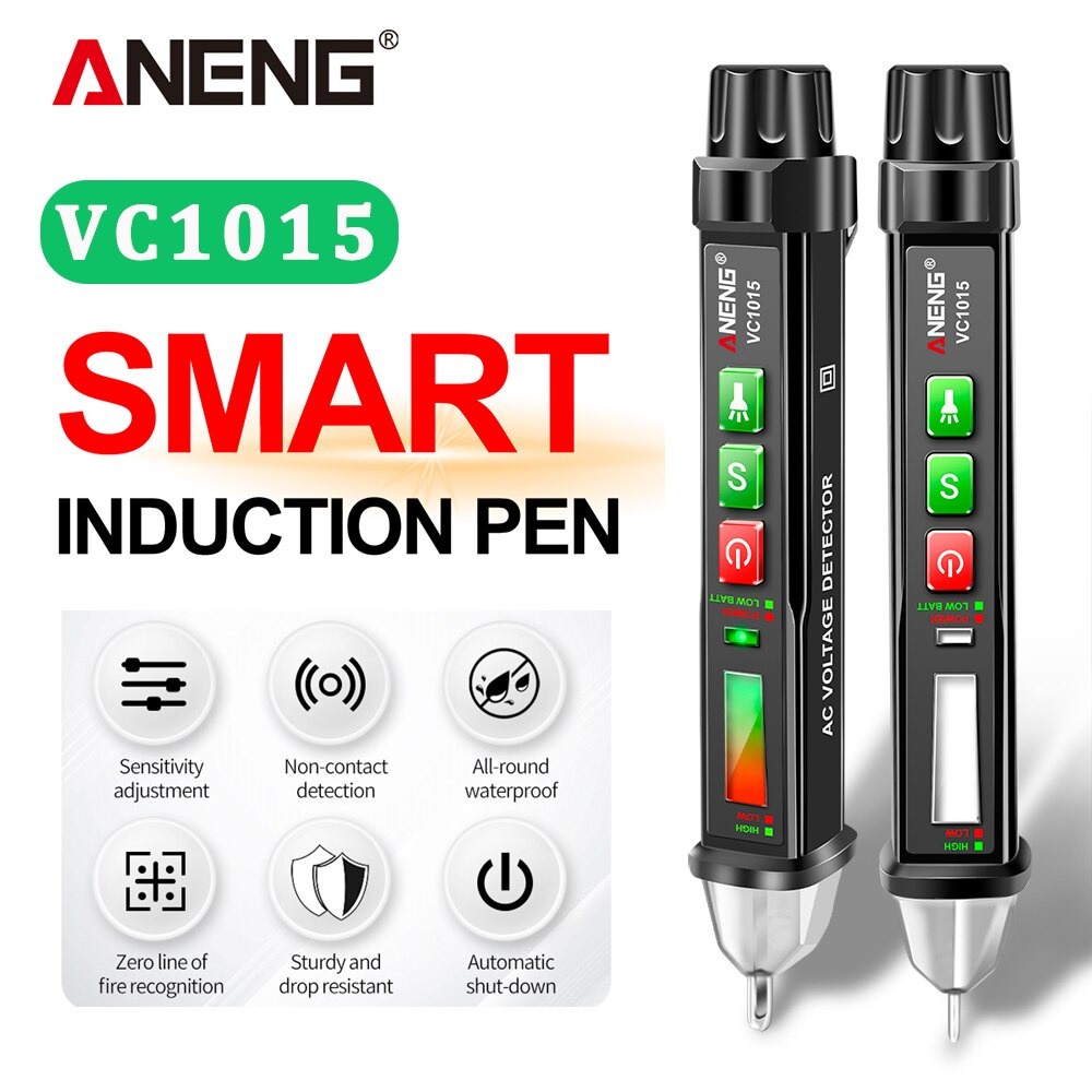 ANENG Tester Pen Non Contact AC Voltage Alert Detector 12 - 1000 V - VC1015 - Black